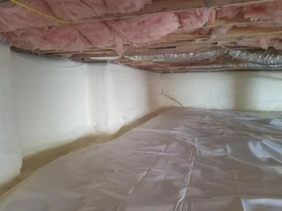 Crawl space encapsulation with closed-cell spray foam for Storm Damage Roof Repair in Westlake Village